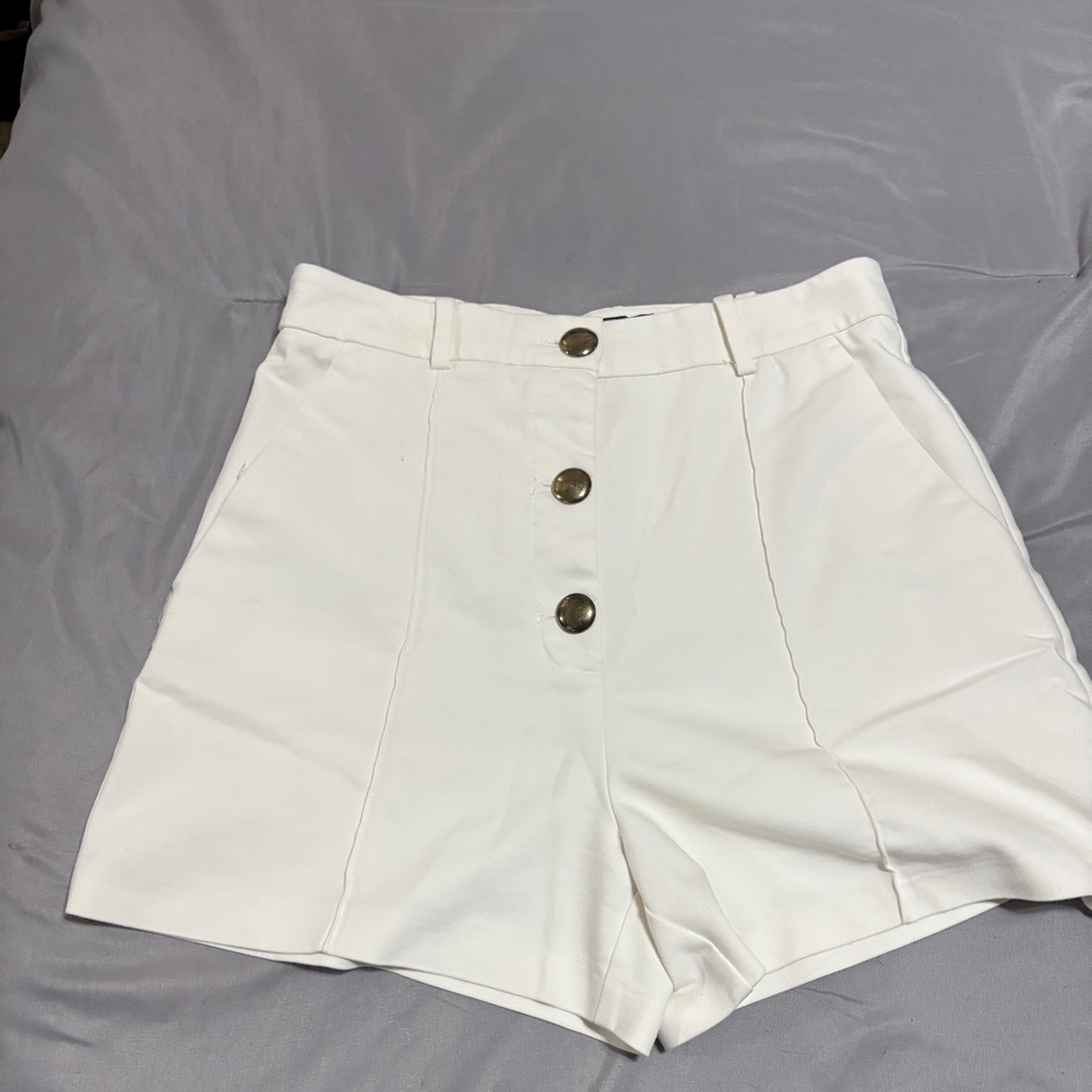 Zara White High Waist Shorts Classic Style